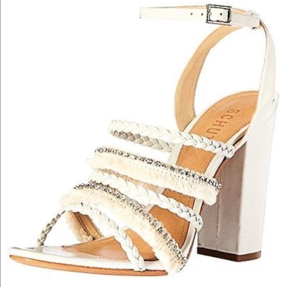 SCHUTZ Milina Pearl Strappy Fringe Sandals